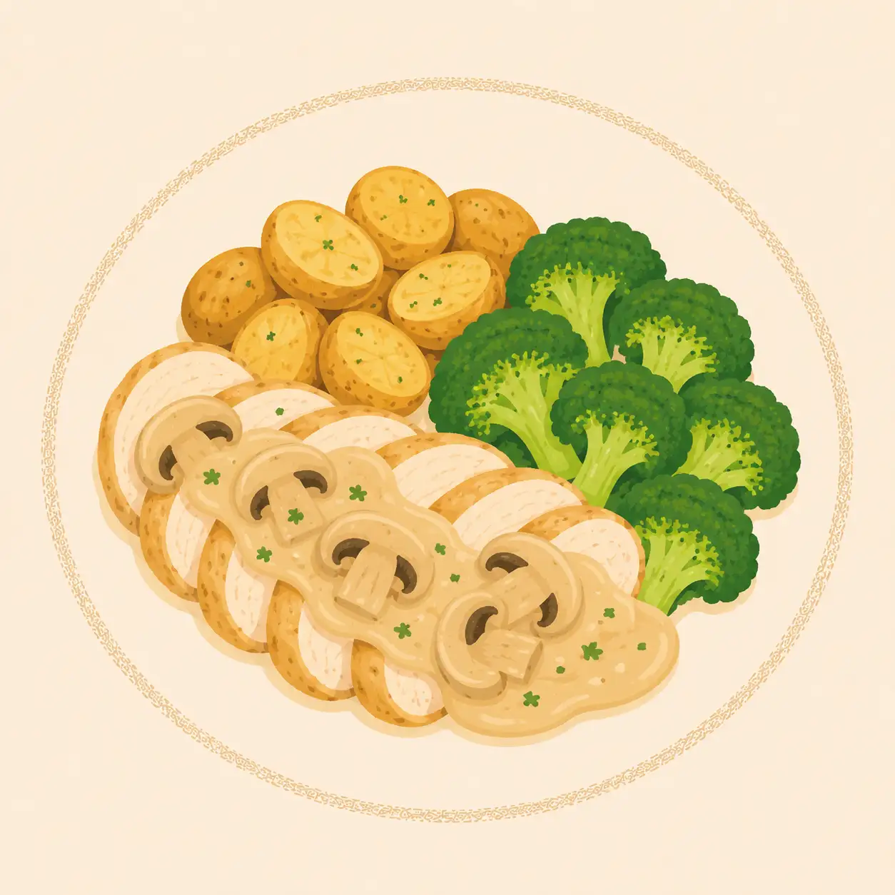 poitrine de veau sauce aux champignons